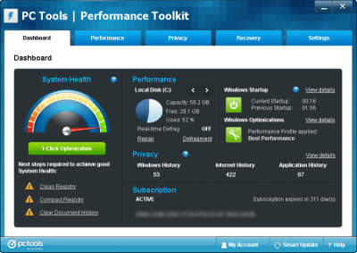 Screenshot of the application Performance Toolkit - #1