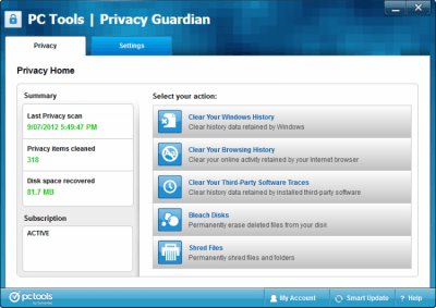 Screenshot of the application Privacy Guardian - #1