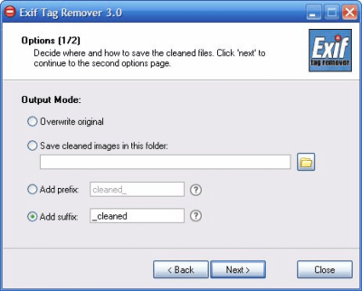 Screenshot of the application Exif Tag Remover - #1