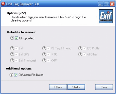 Screenshot of the application Exif Tag Remover - #2