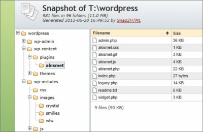 Screenshot of the application Snap2HTML - #1