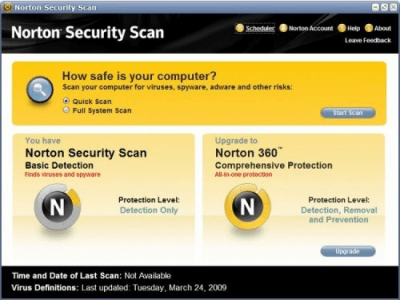 Screenshot of the application Norton Security Scan - #1