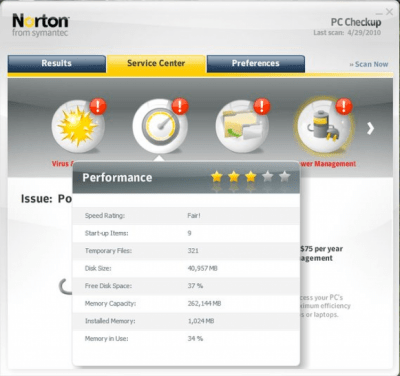 Screenshot of the application Norton PC Checkup - #1