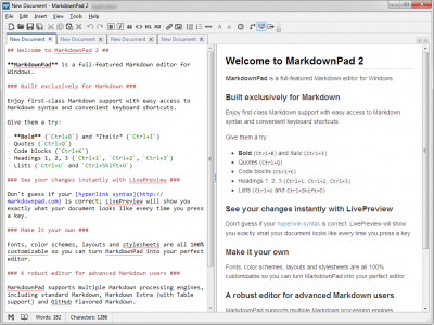 Screenshot of the application MarkdownPad - #1