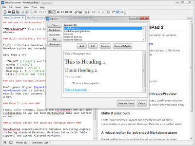 Screenshot of the application MarkdownPad - #5