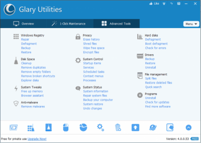 Screenshot of the application Glary Utilities - #1