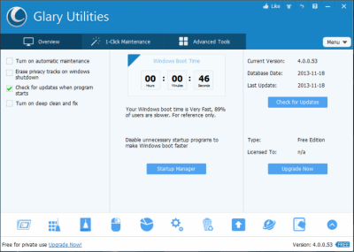 Screenshot of the application Glary Utilities - #2