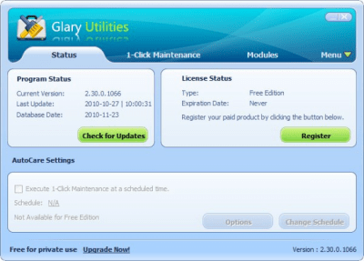 Screenshot of the application Glary Utilities Portable - #1