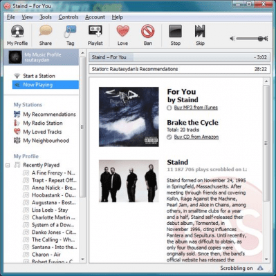 Screenshot of the application Last.fm Official Scrobler - #1