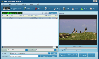 Screenshot of the application Free CUDA Video Converter - #1