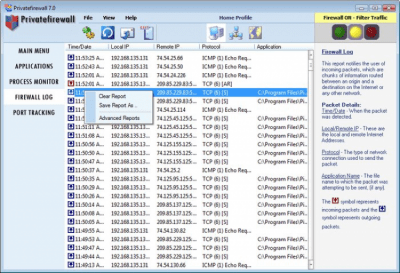 Screenshot of the application Privatefirewall - #1