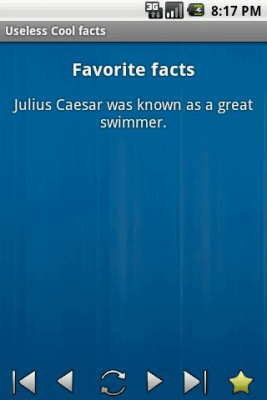 Screenshot of the application Useless cool facts - #1