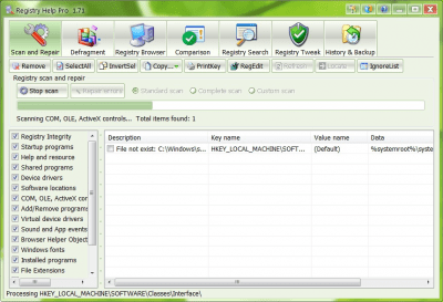 Screenshot of the application Registry Help Free - #1