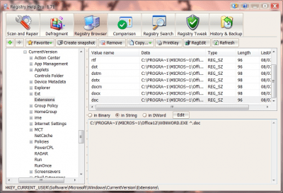 Screenshot of the application Registry Help Free - #3