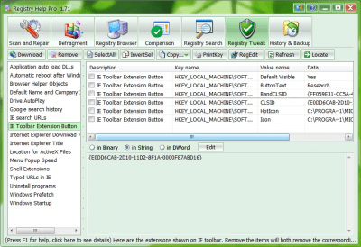 Screenshot of the application Registry Help Free - #5