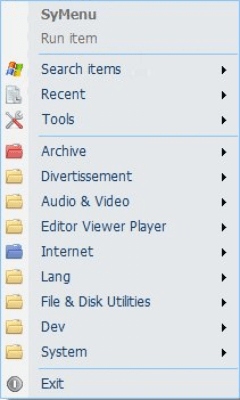 Screenshot of the application SyMenu - #1