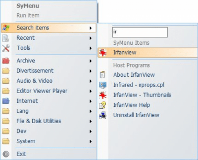 Screenshot of the application SyMenu - #3