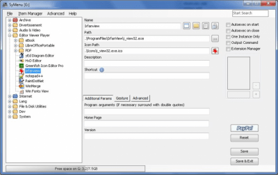 Screenshot of the application SyMenu - #4