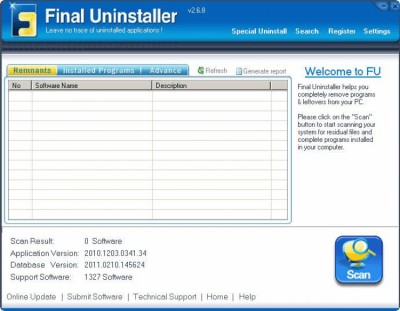 Screenshot of the application Final Uninstaller - #1