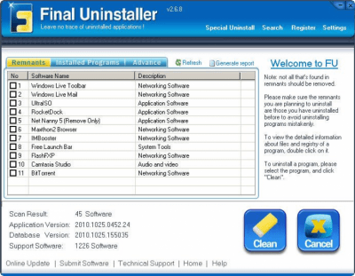 Screenshot of the application Final Uninstaller - #2