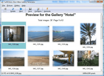 Screenshot of the application Html Web Gallery Creator - #1