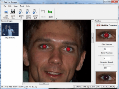 Screenshot of the application Red Eye Removal - #1