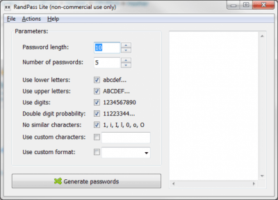 Screenshot of the application RandPass - #1
