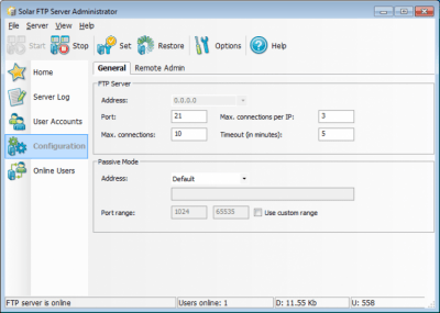 Screenshot of the application Solar FTP Server - #4